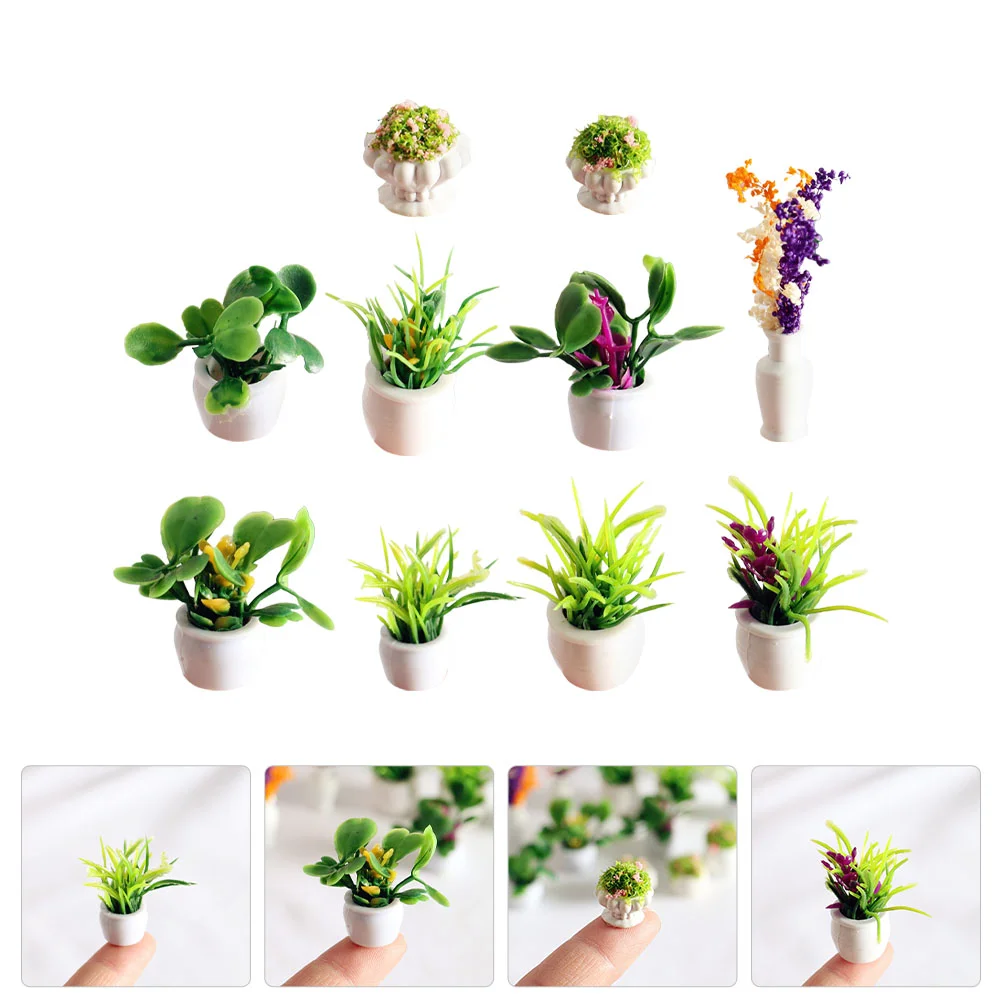 

Miniature Potted Bonsai Model Plantsflower Tinyhouse Succulents Pots Fake Faux Miniaccessories Pot