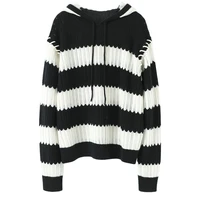 hooded striped pullover 100 cashmere winter warm sweater women new casual latest fashion for women 2022 clothes