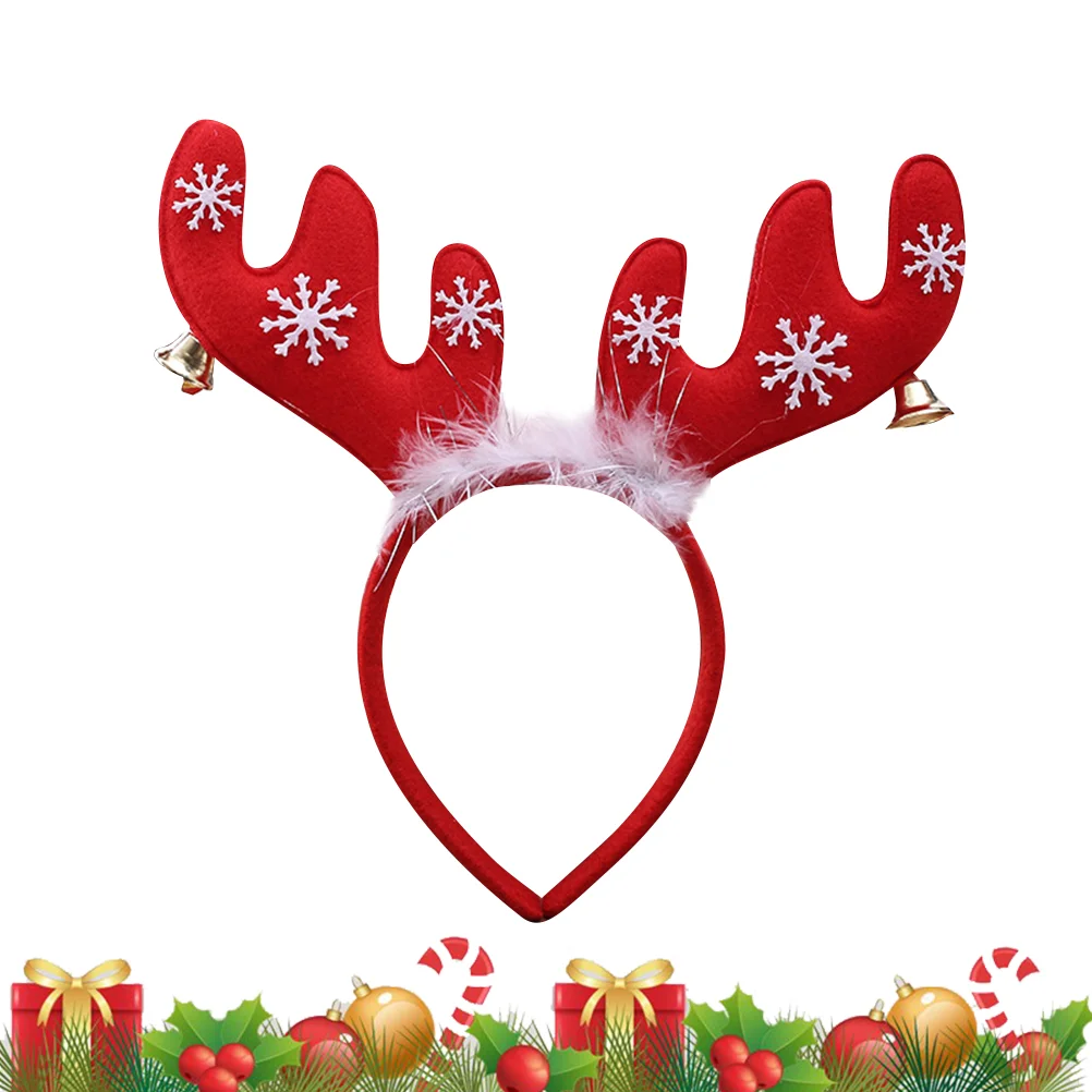 

2 Pcs Red Antlers with Bell Headband Christmas Headdress Headpiece Funny Festive Kids Hair Hair Accessories (Red)