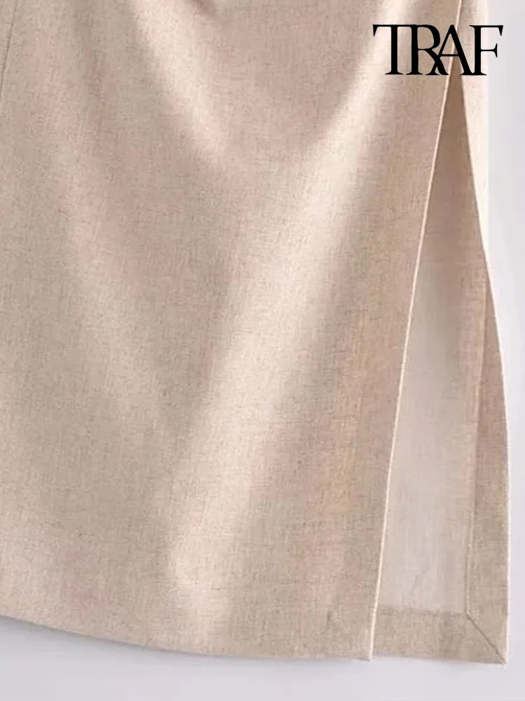 Юбка-миди женская льняная с завышенной талией и молнией сзади - купить по