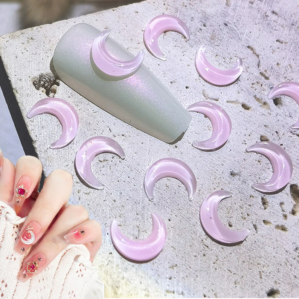 

Moon Warriors: 50pcs Pudding Crescent Charms Nail Ornaments Ice Diaphanous Moon Shaped Manicure Decors Sailor Girls Nail Parts