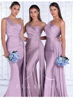 Newest Luxury Bridesmaid Dresses One Shoulder Silk Satin Mermaid Bridesmaid Dresses Lace Up Back Wedding Party Bridesmaid Gowns