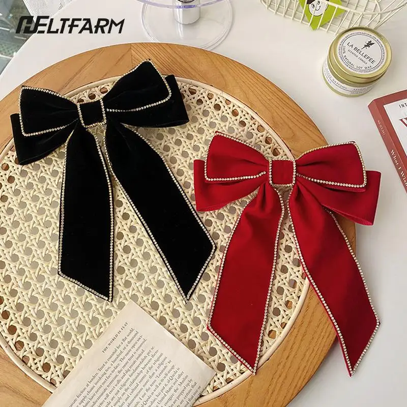 Корейские Бархатные заколки для волос с бантом тканевые жемчужные Заколки
