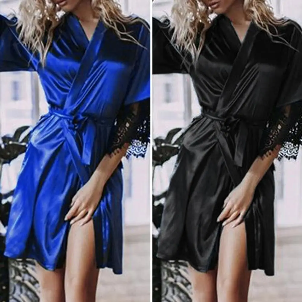 

Deep V Neck Stylish High Waist with Belt Women Pajamas Soft Women Pajamas Lace-up Placket for Sleeping