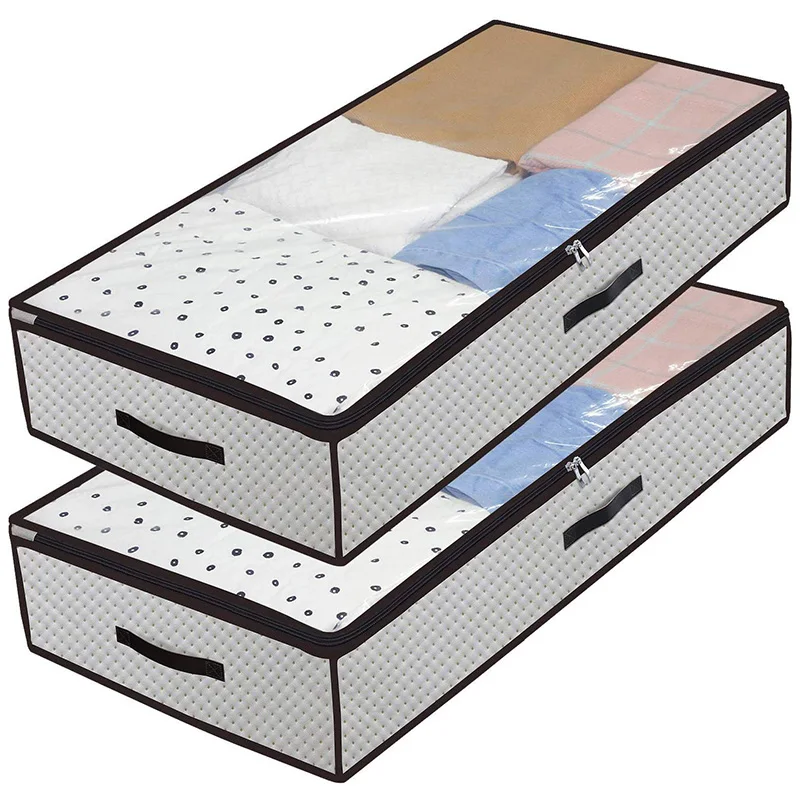 

Вместительные мешки для хранения на кровать, комплект из 2 одеял, органайзер для одежды, контейнер для хранения, дышащая сумка для хранения