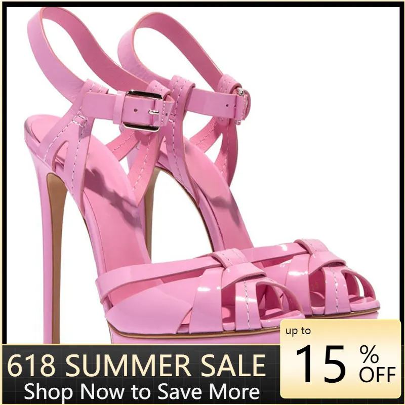 Women Stiletto Thin High Heel Buckle Ankle Strap Sandal Platform Sexy Bridal Evening Party Dress Fashion Ball Lady Shoe 7-I-SL-7