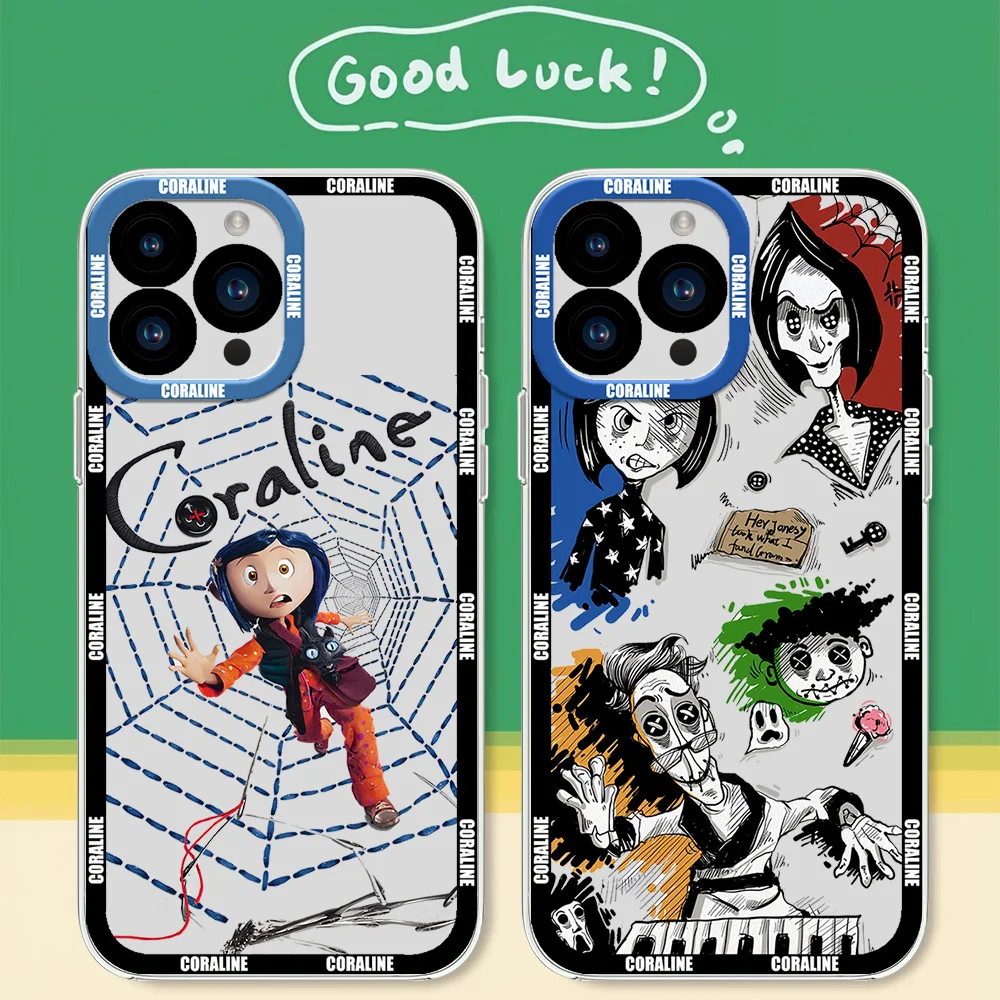 MINISO C-Coralines Cartoon For iphone 11 12 13 14 15 16 Mini Plus Pro Max Transparent Shell