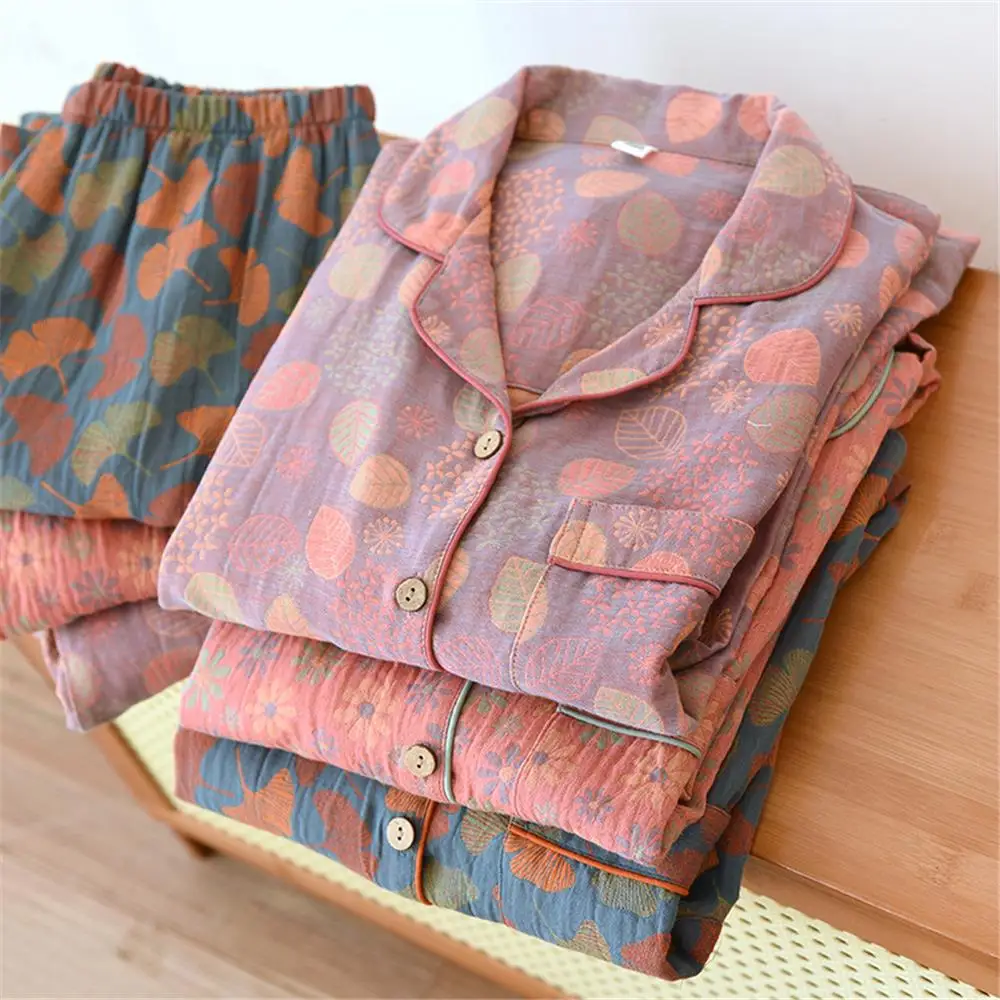 

Cotton Sleepwear Pajamas For Women Spring Autumn Jacquard Pyjamas Femme Long Sleeve Pijama Female Set Loungewear Cardigan Suit