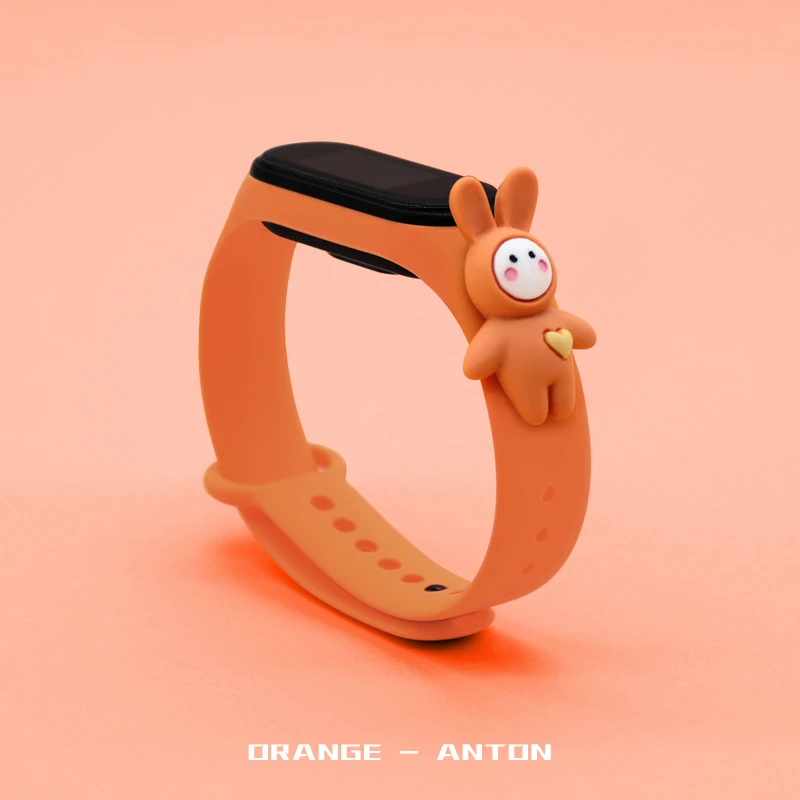 For Mi Band 6 5 4 3 Strap Doll Patch Silicone Strap Smart Bracelet Belt Cute Replacement For XiaoMi band 6 5 4  Strap Wristband