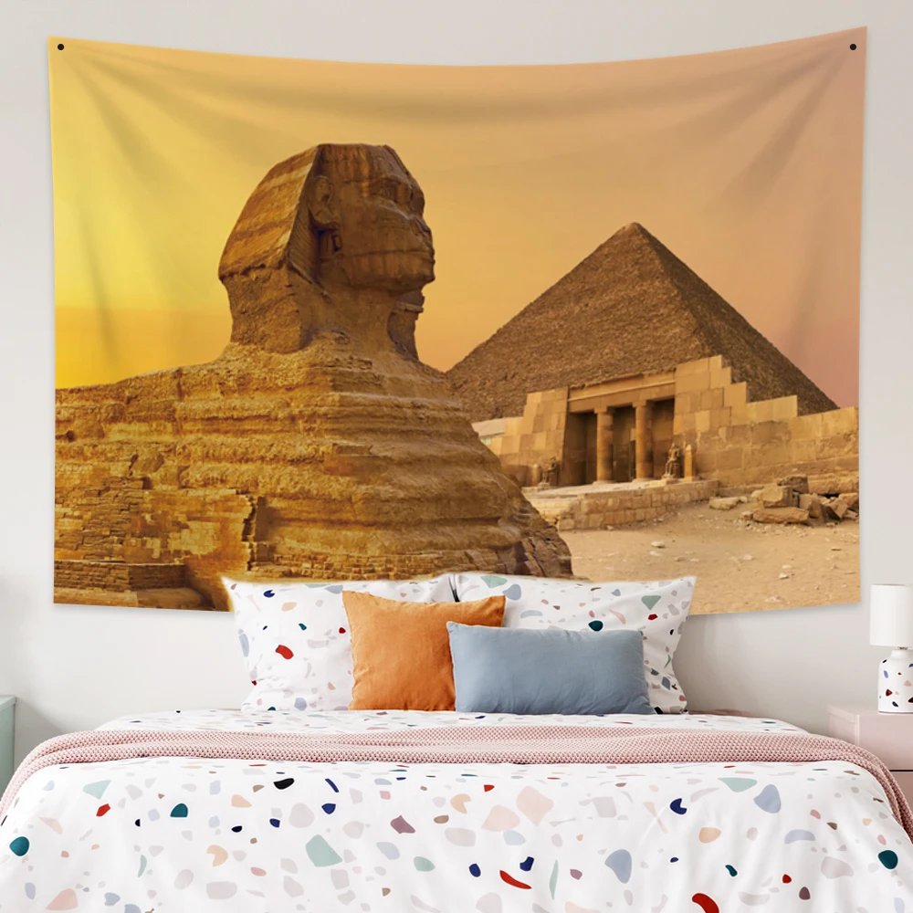 

Trippy Ancient Egypt Tapestry Sphinx Pyramid Desert Aesthetic Wall Hanging Hippie Bedroom Living Room College Dorm Home Decor