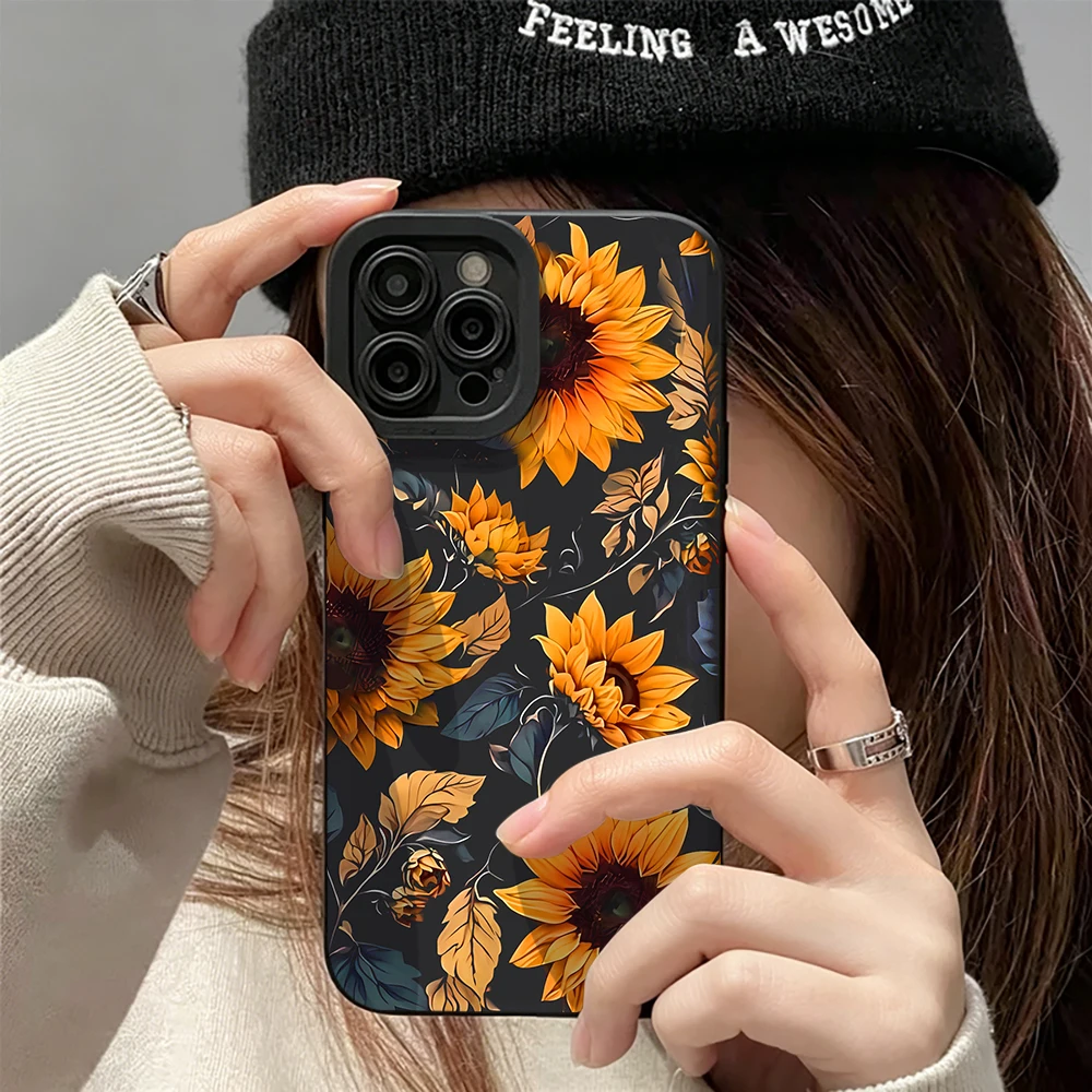 Фото Чехол для телефона с золотыми подсолнухами для Samsung Galaxy S26 Ultra S25 S24 S23 S22 Plus Ultra FE A56 A55 A54 A36 A35 A34 A33, мягкий чехол №4
