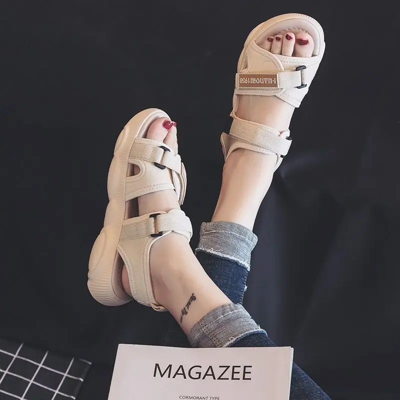 Girls' Sandals 23 New Summer Sports Sandals Big Children Flat Bottom Fashion Soft Sole Beach Shoes Princess Student Shoes