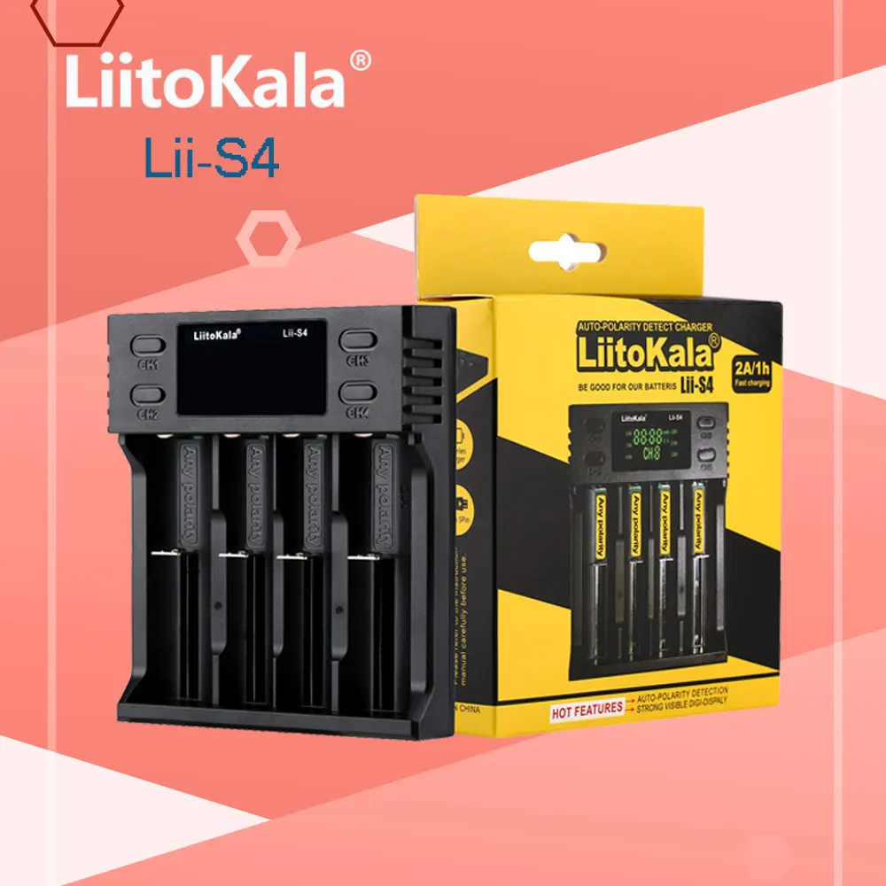 

Умное зарядное устройство LiitoKala со светодиодной подсветкой, 4 слота, 18650, 26650, 21700, AA, AAA, 18350 в, 3,7 В, 1-5 шт.