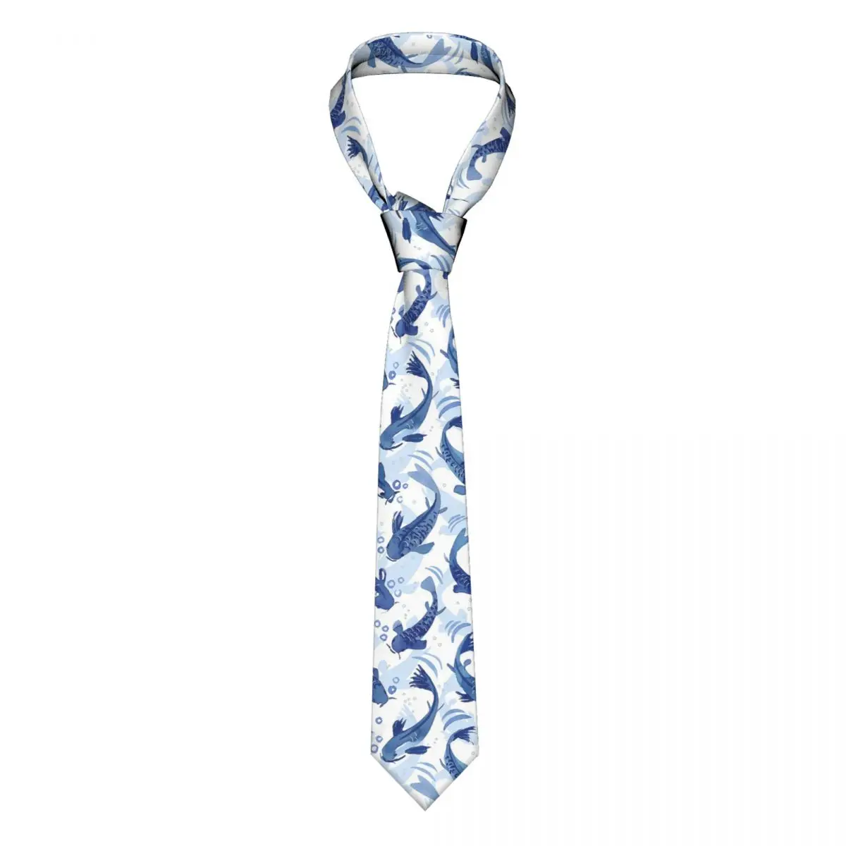 

Koi Fish Dance Men Neckties Slim Polyester 8 cm Classic Blue Delft Neck Tie for Men Suits Wedding Accessories Office