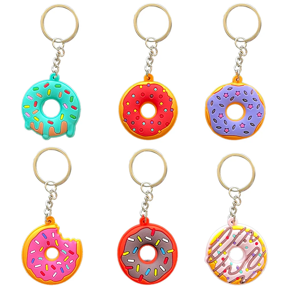 

6pcs Sweet Donut Keychain Donut Theme Party Favors Kids Key Chains Pendant Keychain Christmas New Year Children Gifts