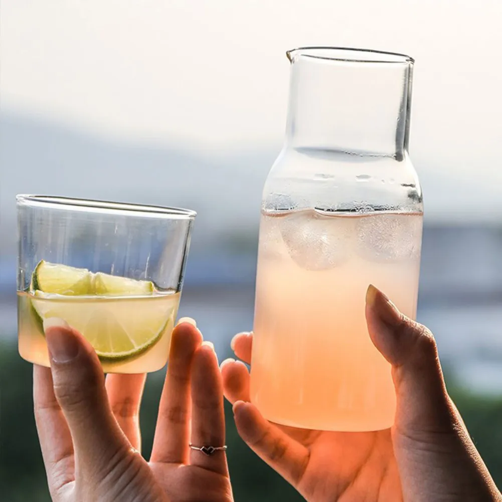 

Glass Set for Bedroom Night Water Bottle with Glass Cup Clear Glass Juice Water Jug Glasses Flask Drinkware Pot for Milk Tea