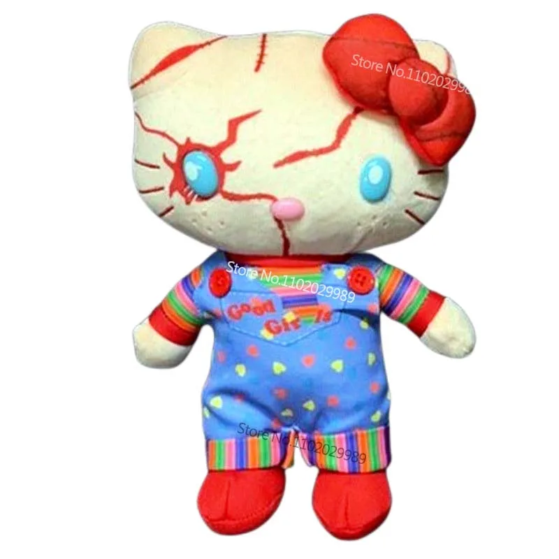 

Hello Ghost Doll Kitty Cat Chucky Pendant Cartoon Plush Stuffed Doll Bag ID Card Set Halloween Gift