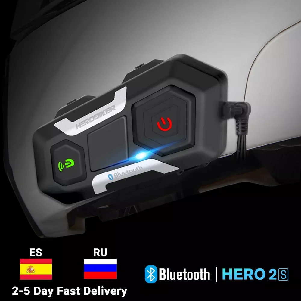 

HEROBIKER Motorcycle Helmet Intercom Waterproof Wireless Bluetooth Intercom Motorcycle Headset Interphone For 4 Rides 1200M