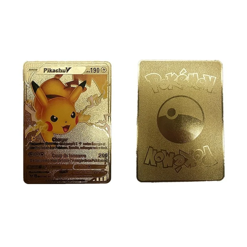 

Новый супер Золотистый металлический карточка Pokemon GX из нержавеющей стали супер коллекционные аниме карточные игры игрушки Рождественский...