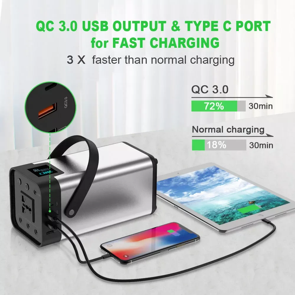 

2022.NEW NEW QI RT X-DRAGON Portable Solar Power Station 200Wh Backup Lithium Battery 110V/220V 200W Pure Sine Wave AC Outlet