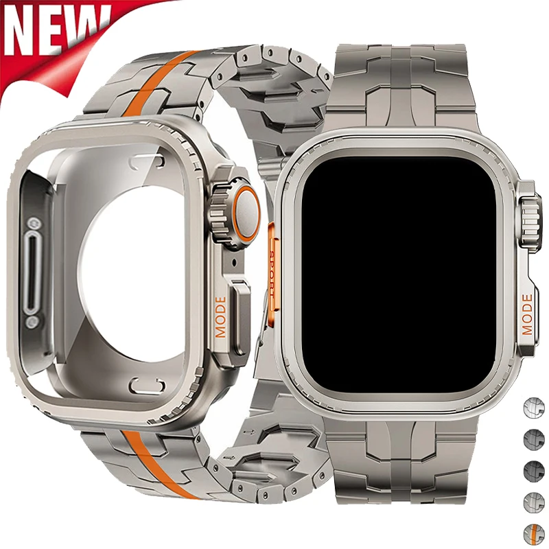 Обновленный ремешок Ultra чехол + титановый для Apple Watch Band 45 мм 44 полностью закрытый