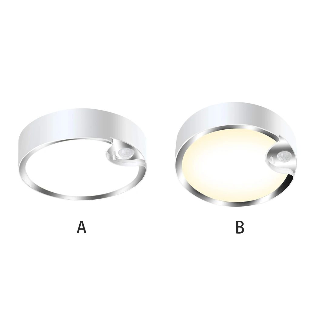 

ABS Battery-Powered LED Ceiling Light With Sensitive Movement Sensor Gentle Light Movement White Light
