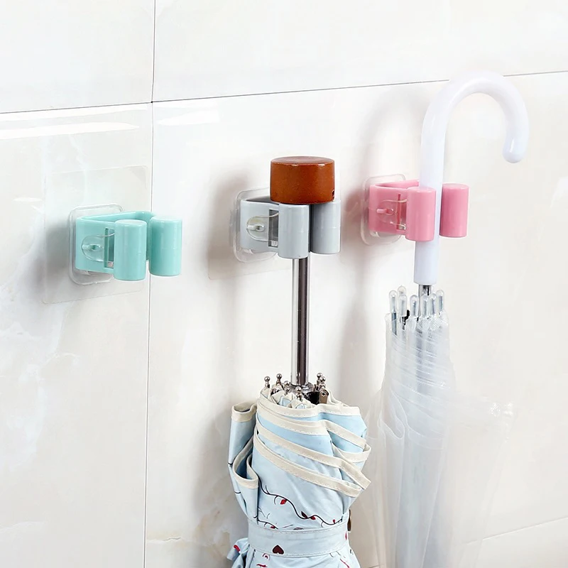 

1PcsNon-porous Wall-mounted Mop Storage Bag Brush Broom Hanger Household Storage Rack Bathroom Suction Pipe Hook Household Tools