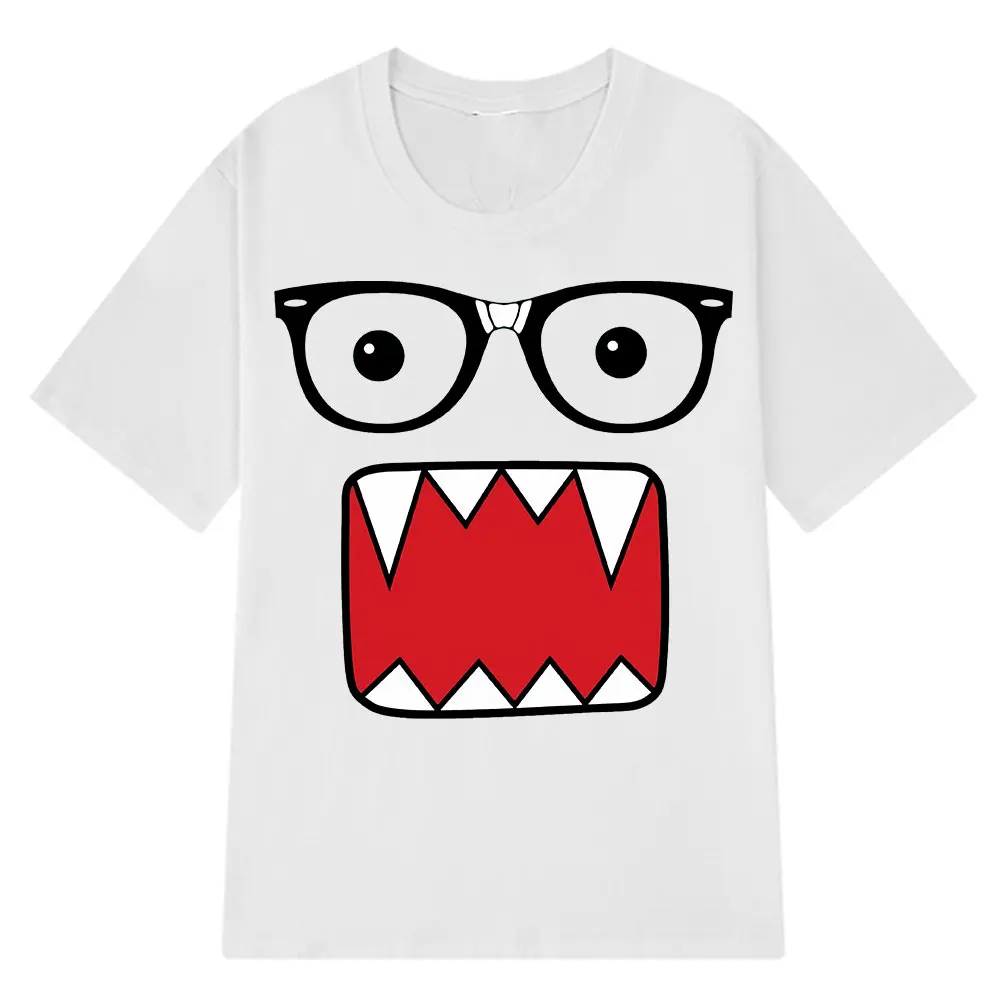 Фото Domo Kun забавные юмористические модные футболки мужские и женские повседневные футболки из 100% хлопка Harajuku с коротким рукавом негабаритная футболка унисекс №1