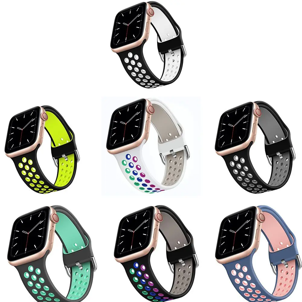 

Дышащий силиконовый браслет для часов iWatch Series Se/6/5/4/3/2/1