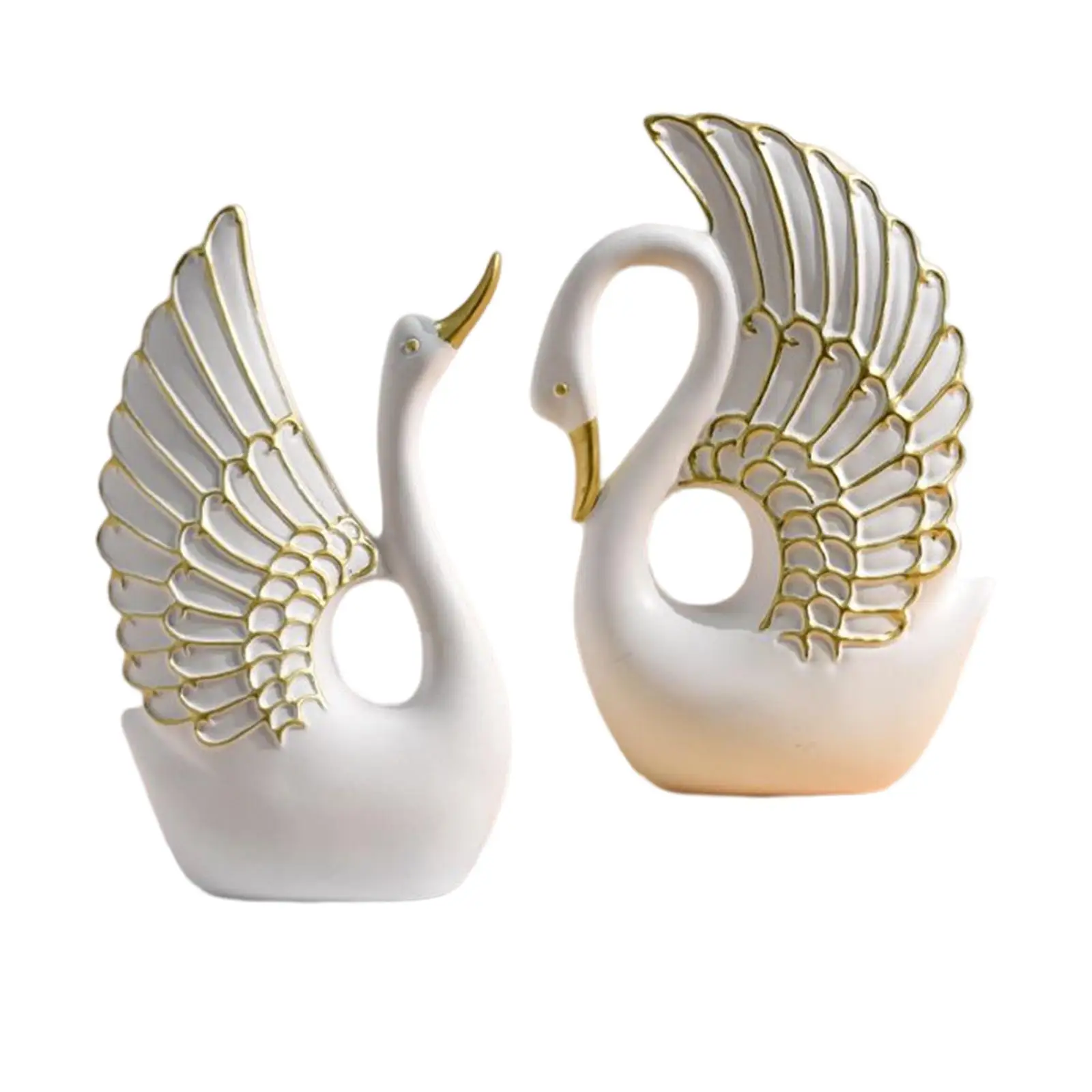 

2Pcs Swan Figurines Statues Collection Paperweight Desktop Resin Sculpture for Cabinet Housewarming Valentine's Day Living Room