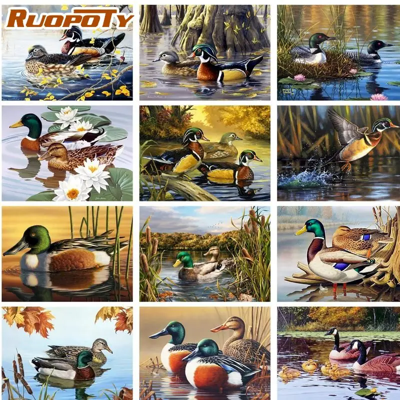 

RUOPOTY Diamond Painting Kit Handpainted Duck 5D DIY Diamond Embroidery Cross Stitch Rhinestones Mosaic Animal Wall Art