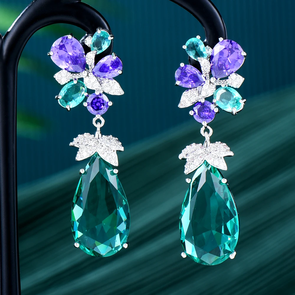 

Kellybola Blue Drop Pendant Earrings For Women Bridal Wedding Daily Surper Jewelry Noble Luxury Gorgeous High Quality