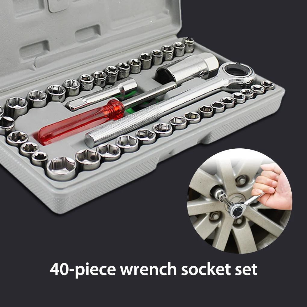 

40 Pieces Car Tool Repair Wrench Kit Carbon Steel Ratchet