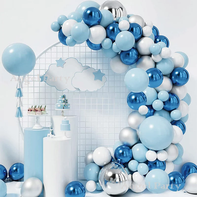 

117pcs Macaron White Blue Balloon Garland Arch Kit Metal Latex Ballons For Wedding Babyshower Baptism Birthday Party Decorations