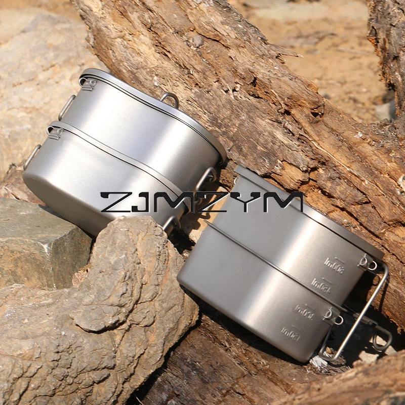 Титановый набор посуды для кемпинга Ланч-бокс горшок походов на открытом воздухе