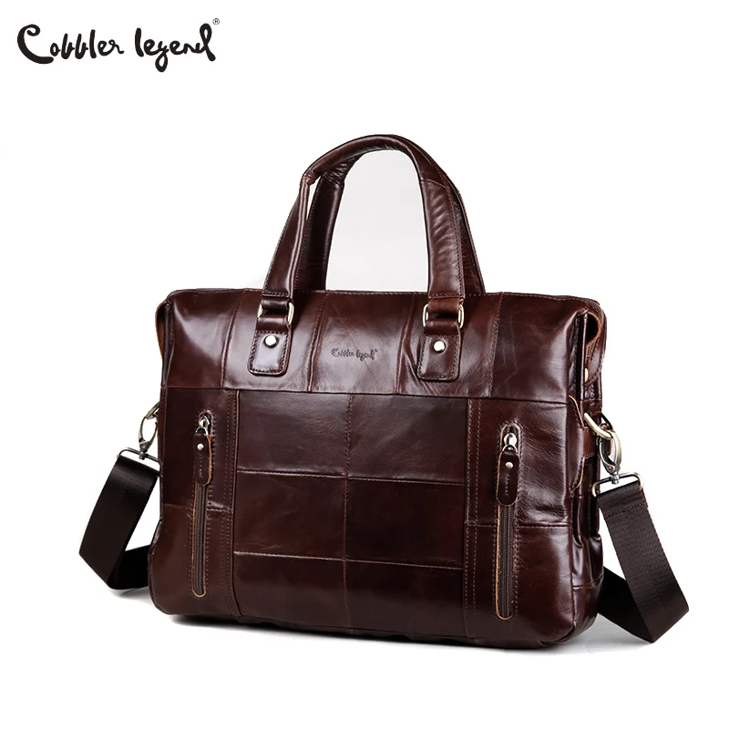 Cobbler Legend Genuine Leather Single Briefcase 13 inch Laptop Handbag Messenger Business Bags for Men Single Document Case
