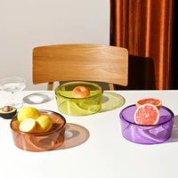 new glass fruit tray bowl tableware dishes modern light luxury purple creative living room coffee table dessert snack tray
