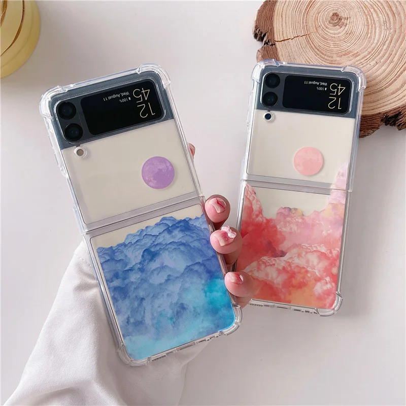

Cloud Top Sunrise Cute Cartoon Phone Case for Samsung Galaxy Z Flip 3 Z Flip 4 Hard PC Back Cover for ZFlip3 ZFlip4 Case Shell