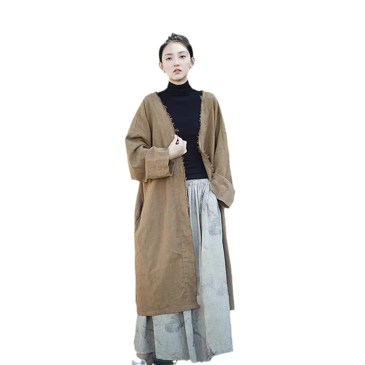 Новинка осенне-зимняя свободная ретро-куртка UMI MAO утепленная песчаная потертая