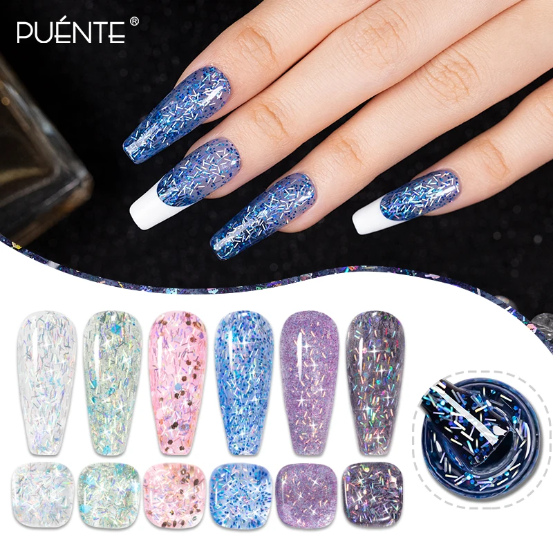 

Glitter Sequins Gel Nail Polish 6 Colors Fireworks Glitter UV Gel 7.5ml Colorful Shimmer Nail Gel Varnish Hybrid Enamel Lacquer
