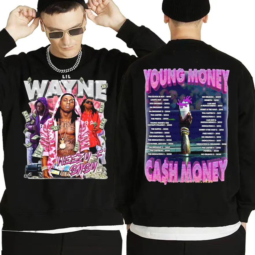 

Rap Men Women Oversized Sweatshirts Lil Wayne Young Money Gash Momny Graphic Sweatshirt Man Vintage Fashion Pullover Streetwear
