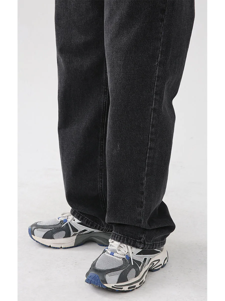 YIHANKE Four Seasons American Style Stitching Design Men's Straight Casual Pants Y2k Men Jeans Streetwear Men Ins Hot Sale JEANS