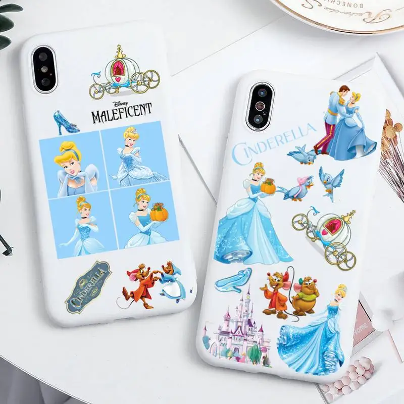 

Disney Princess Cinderella Phone Case For iphone 13 12 11 Pro Max Mini XS 8 7 6 6S Plus X SE 2020 XR Candy white Silicone cover
