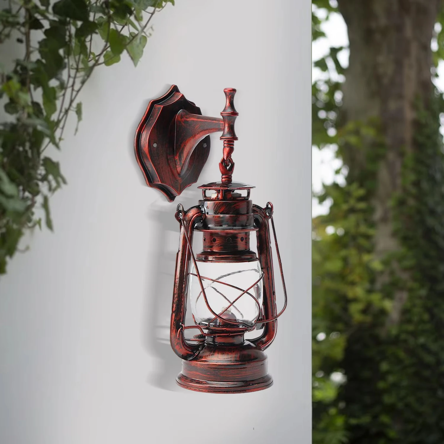 Настенное бра с винтажным деревенским фонарем — пластиковая крышка доступны