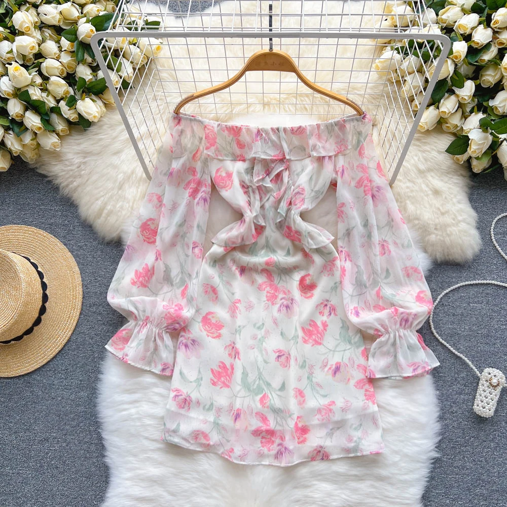 

Korean Gentle Oil Painting First Love Floral Dress Women's Early Autumn Thin and Long Sleeves A-Line Dress