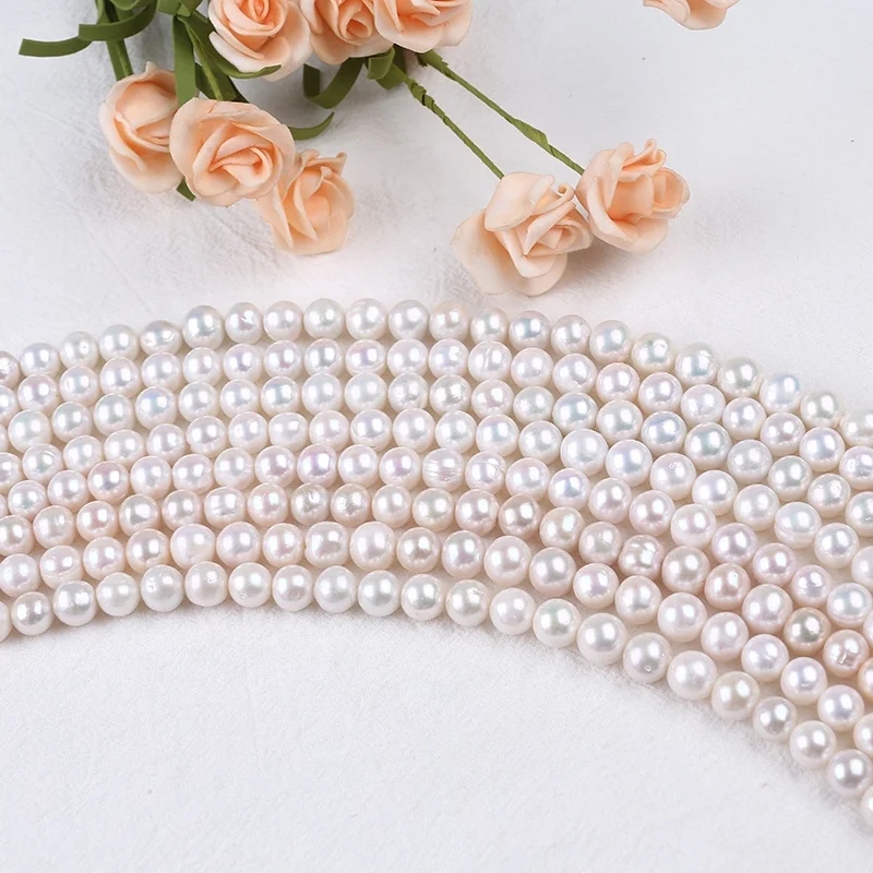 Wholesale 10-11mm freshwater pearl strand natural white edison round loose pearls string for jewelry making