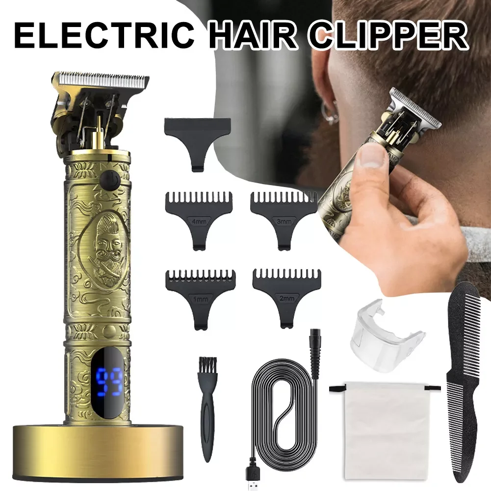 

NEW2023 Hair Trimmer For Men Cordless T-Blade Hair Clipper Rechargeable Beard Shaver Hair Cutting Machine With 4 Guide Combs