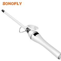sonofly profession 9mm slim hair curler unisex small diameter curling iron pear flower lcd display salon styling tools xn 188