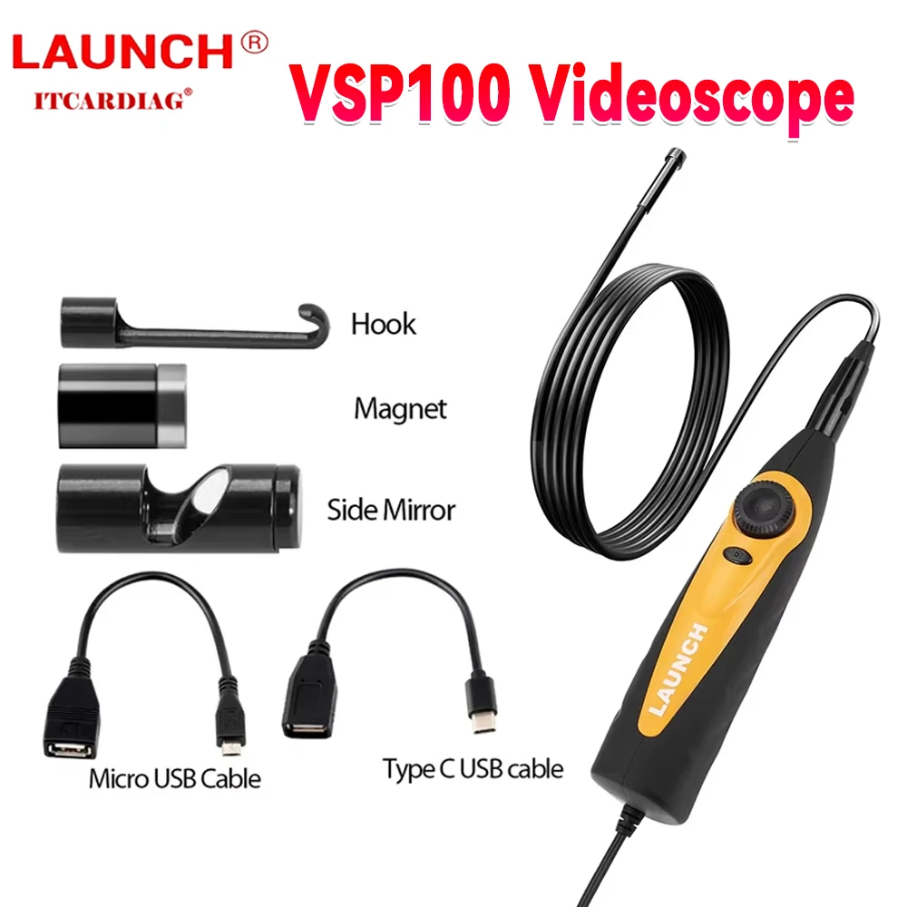 USB бороскоп LAUNCH VSP100 камера 5 мм Водонепроницаемый эндоскоп для осмотра 6 фонарей