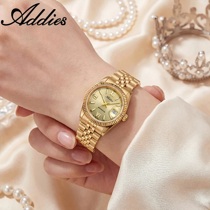 Фото Новые роскошные часы для пар Addies AW25901, водонепроницаемые до 5 бар, для активного отдыха, с суперлюминесцентным сапфировым стеклом BGW9, дайверские наручные часы, подарок №4
